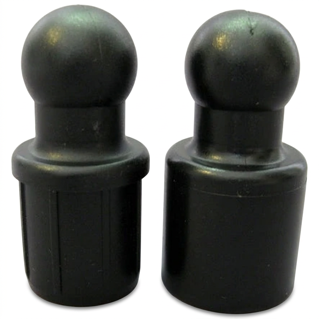 Two black RODLOFT PRO support bar ball ends on a white background; sold individually